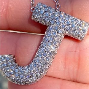 SOLD! “J”Initial Diamond Pendant 18kwg 14.8 Grams!